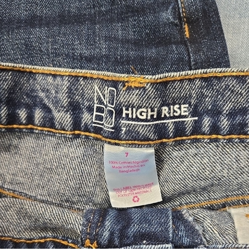 NOBO Women's Jean Shorts - Dark Blue, Light Blue, Distressed Blue - Picture 5 of 5
